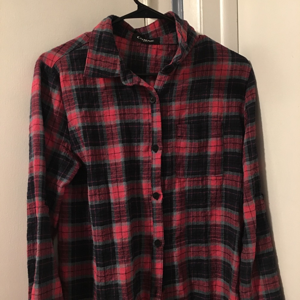 Plaid long dress shirt or cardigan (XL)
